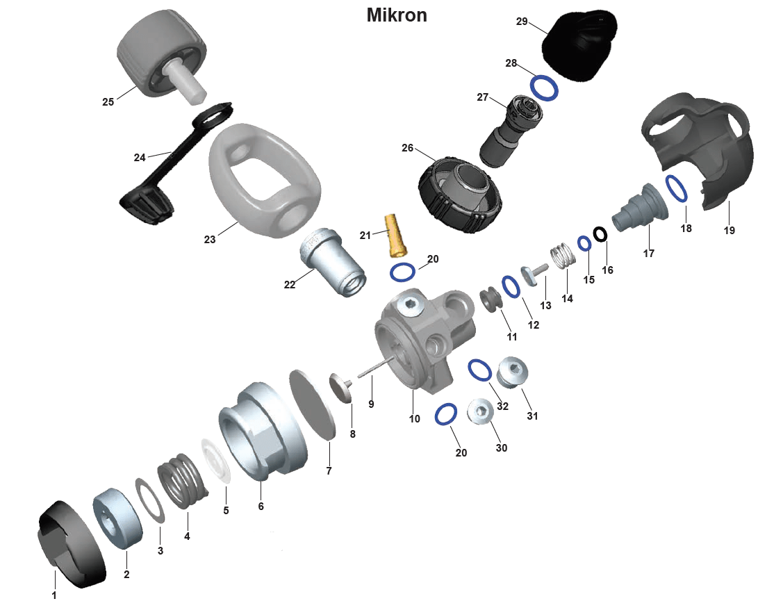 Aqualung Mikron Exploded View Diagram